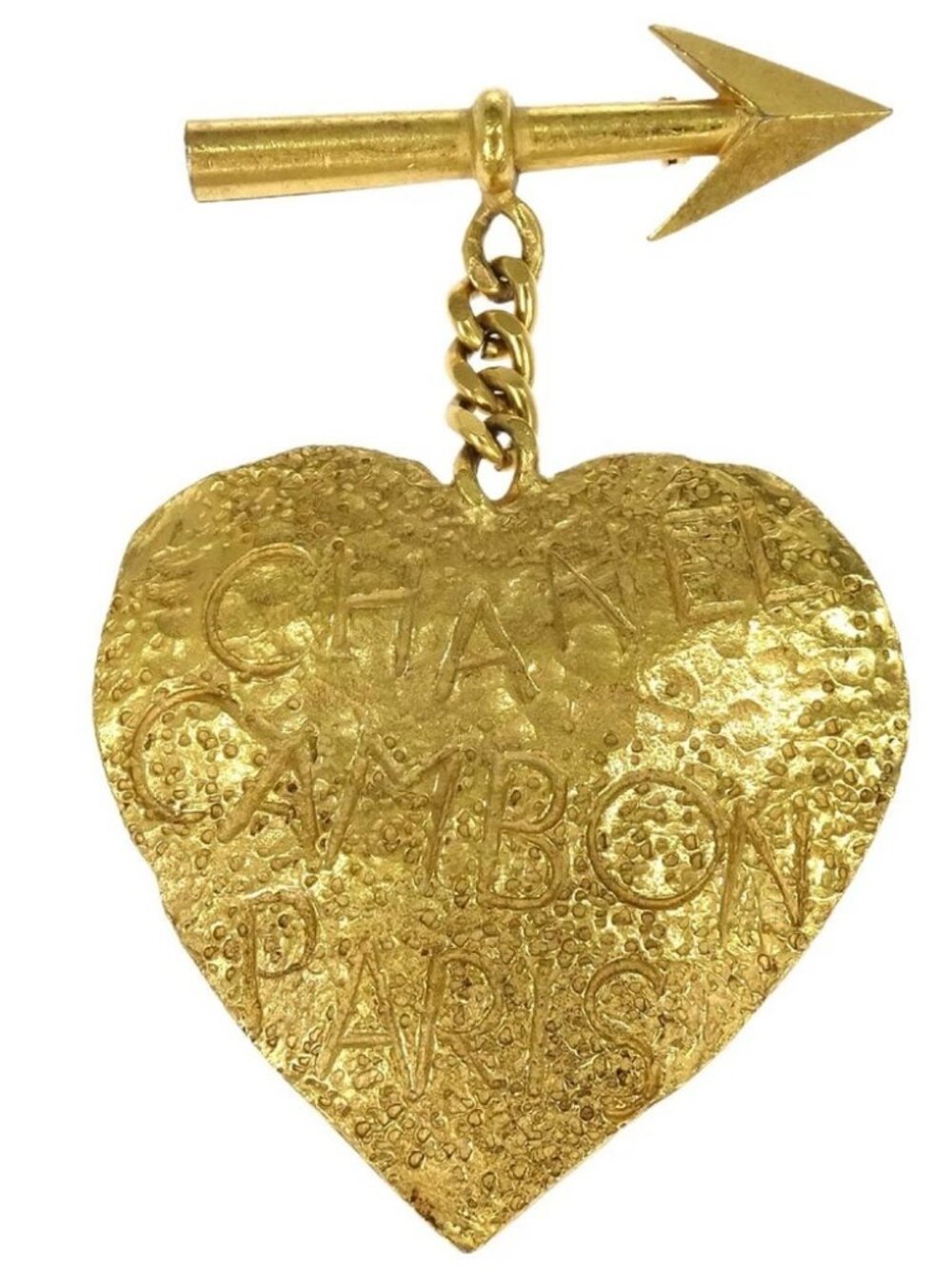 Chanel Heart And Arrow Brooch Pin Gold 93P KQ01421